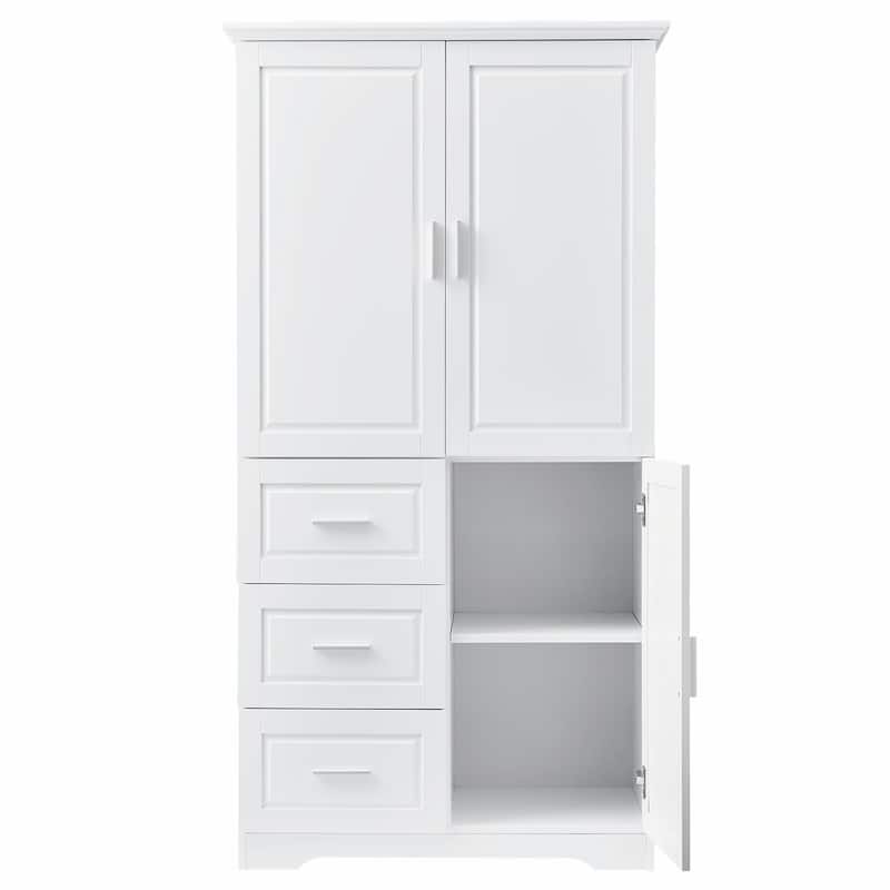 Tall and Wide Storage Cabinet with Doors and Three Drawers