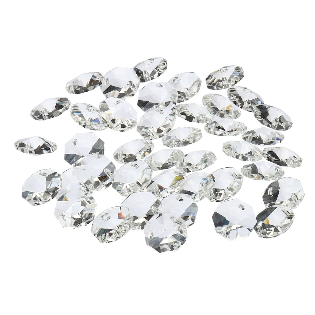 40Pcs 14mm Crystal Octagon Beads Chandelier Prisms Parts Hanging Beads