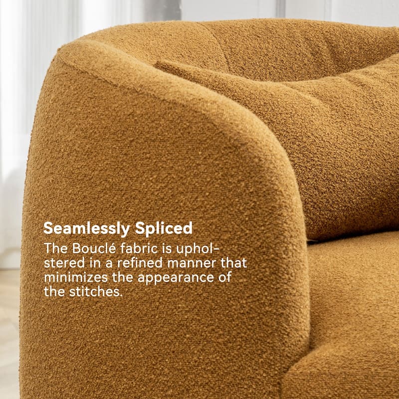 KINWELL 34" Sherpa Swivel Accent Chair Boucle Upholstered Armchair