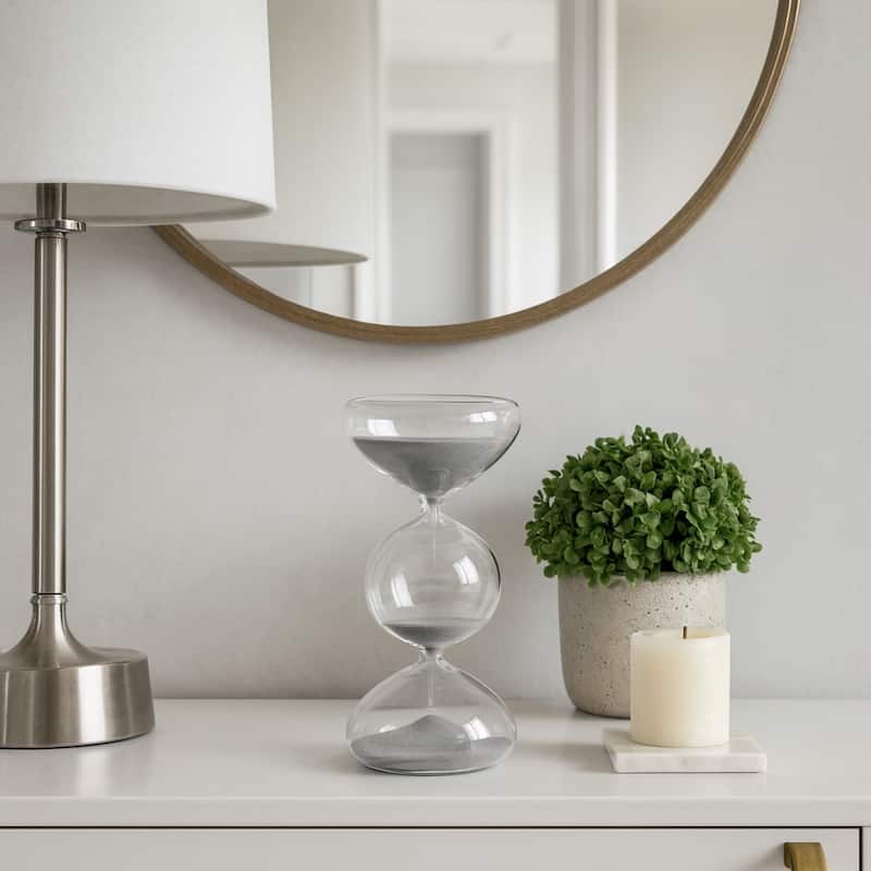 Glass Hourglass Timer Abstract Decorative Sculpture with Modern Design