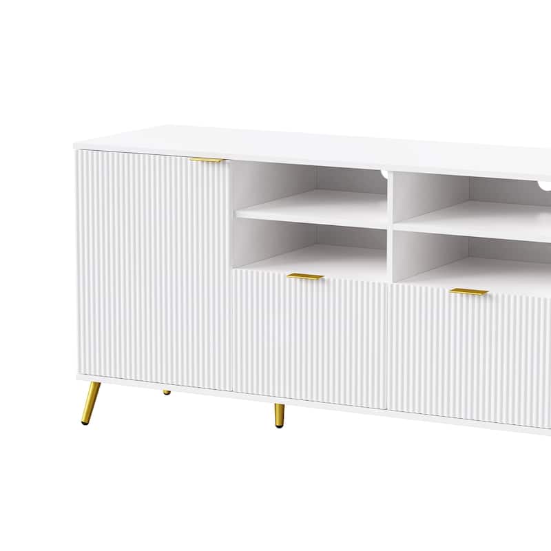 Large Entertainment Wall Unit w/ Large Storage Wall Mounted TV Stand w/ Open Bookshelf Media Cabinet for TVs Up to 70"