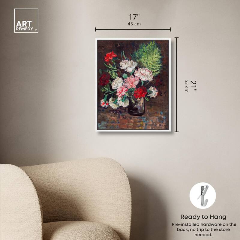 Vase with Carnations Canvas by Art Remedy