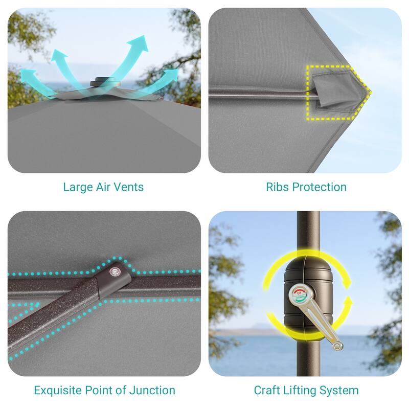 BONOSUKI LED Patio 9Ft Market Umbrella,Outside Deck Table Umbrella