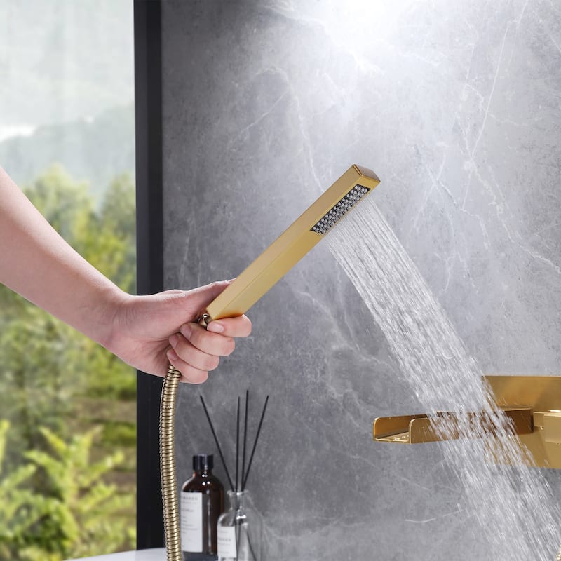 Solid Brass Wall Mounted Roman Tub Faucet with Hand Shower