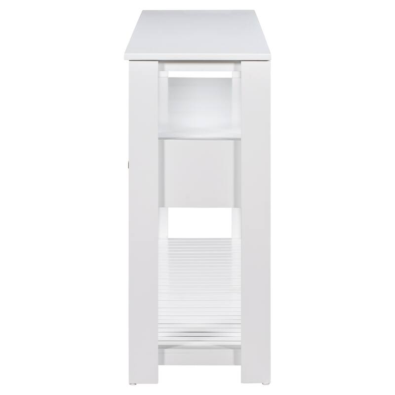 White Entryway Table Sofa Table Side Table with 4 Drawers, Modern Console Table Coffee Table with Open Shelves