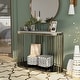 preview thumbnail 1 of 6, Roberts Glam Brass and White 42-inch Faux Marble 1-Shelf Drum Sofa Table by Furniture of America White Faux Marble