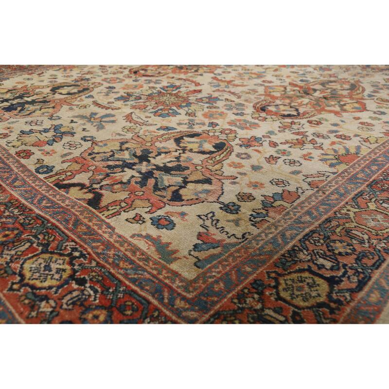 Hand Knotted Oriental 100% Wool Carpet Traditional Floral Beige & Ivories Sultanabad Area Rug - 11' 10'' X 8' 8''