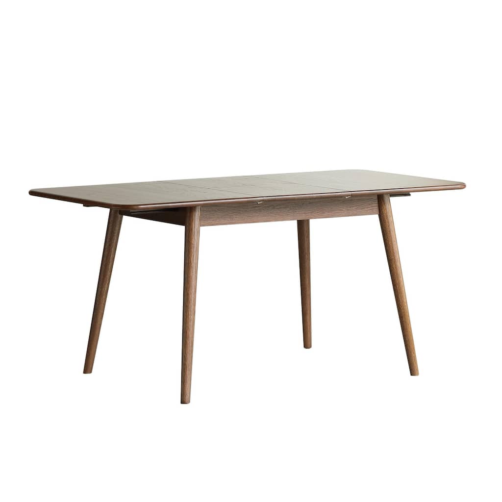 Walnut color solid oak round corner diagonal leg telescopic table 1.2-1.6m, for 6-8 people to meet Dining table wood