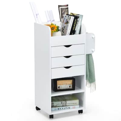 Kitchen Island Cart Rolling Trolley with Countertop Drawers and Rack