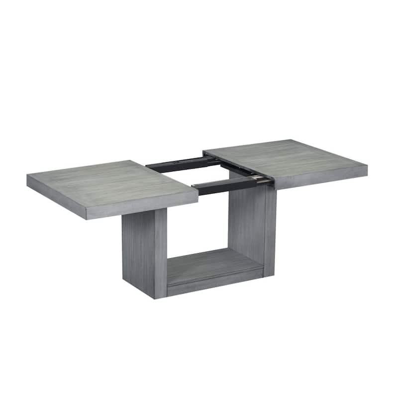 Contemporary 6-Piece 78 Inch Extendable Pedestal Dining Table Set