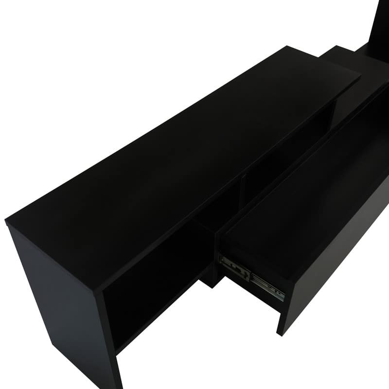 Surrey Multi-functional 60-Inch Modern Wood TV Console with Drawer, Book Case and Open Shelves in Stained Wood Finish