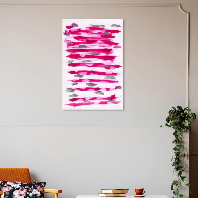 Wynwood Studio Abstract Leaves in the Wind Pink and Modern & Contemporary Wall Art Canvas Print - 30 x 20