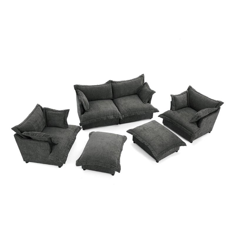 6 Piece Oversized Chenille Comfy Cloud Modular Sectional Sofa Set