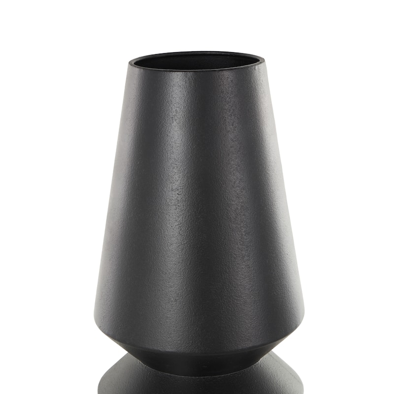 Metal Art Deco Fluted Decorative Vase - Black - Roche River Decor - 8"W x 8"L x 24"H