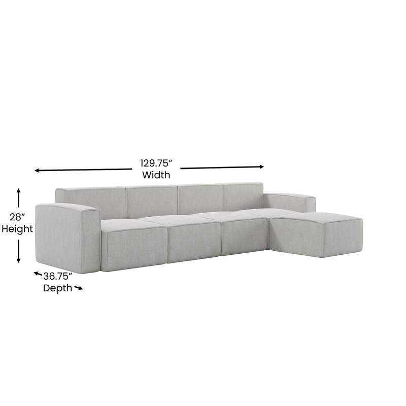 Contemporary 5 Piece Modular Sectional Sofa with Ottoman