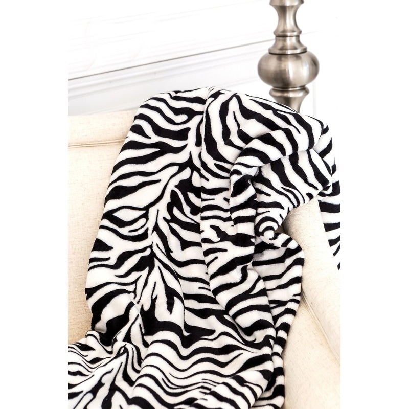 как выглядит Ultra Soft Micro Plush Flannel Bed Zebra Skin Print Blanket фото