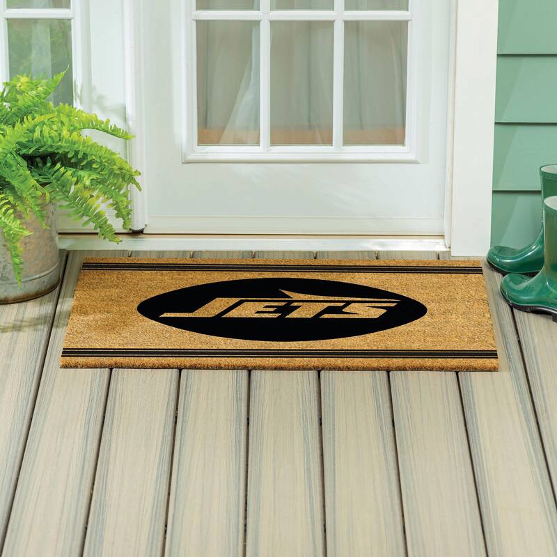 New York Jets Monochrome Indoor/Outdoor Coir Door Mat - 36" x 24"