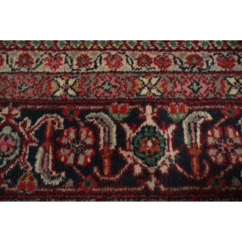 Hand Knotted Oriental 100% Wool Carpet Traditional Floral Red Tabriz-Mahi Area Rug - 10' 0'' X 7' 9''
