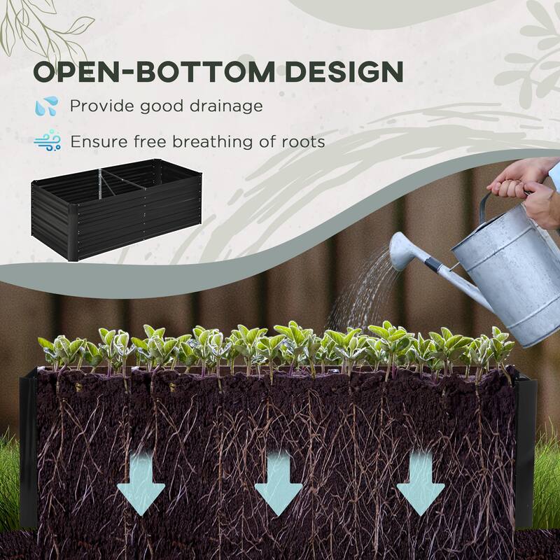 Raised Garden Bed with Open Bottom for Long-Rooted Plants Vegetables