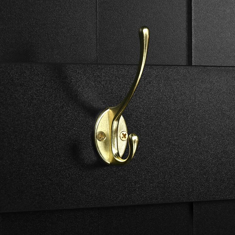 Elegant APP Controlled LED Light Hall Tree with 9 Hooks, Natural Storage Bench with 3 Large Cabinets, with Shelves