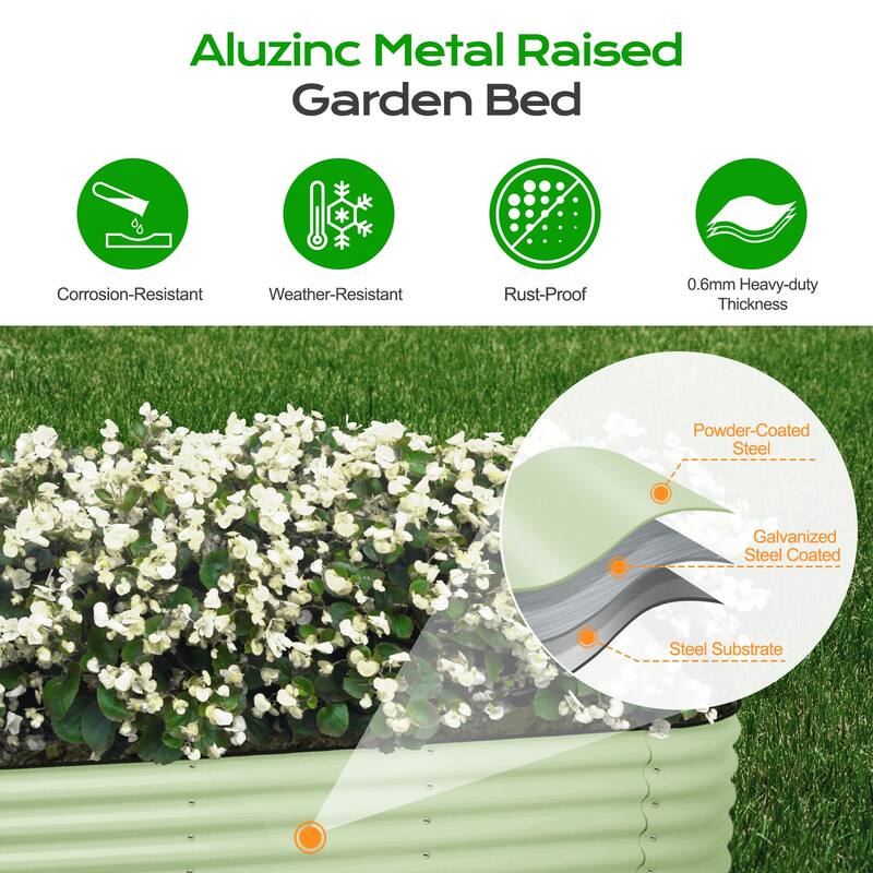 Aoodor 6-in-1 Modular Aluzinc Metal Raised Garden Bed Kit