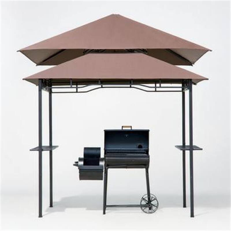 Grill Gazebo with Double Roof, Outdoor BBQ Canopy