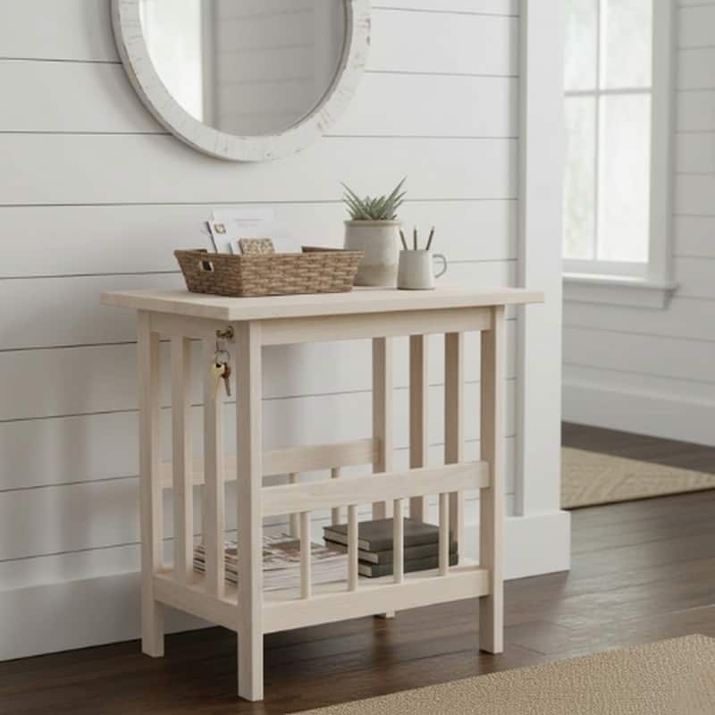 Unfinished Solid Parawood Mission Magazine End Table