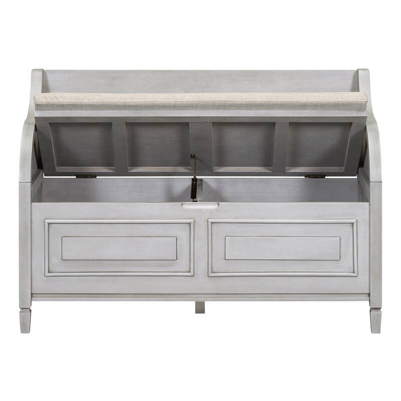 Rustic Style Solid wood Entryway Multifunctional Storage Bench with Safety Hinge