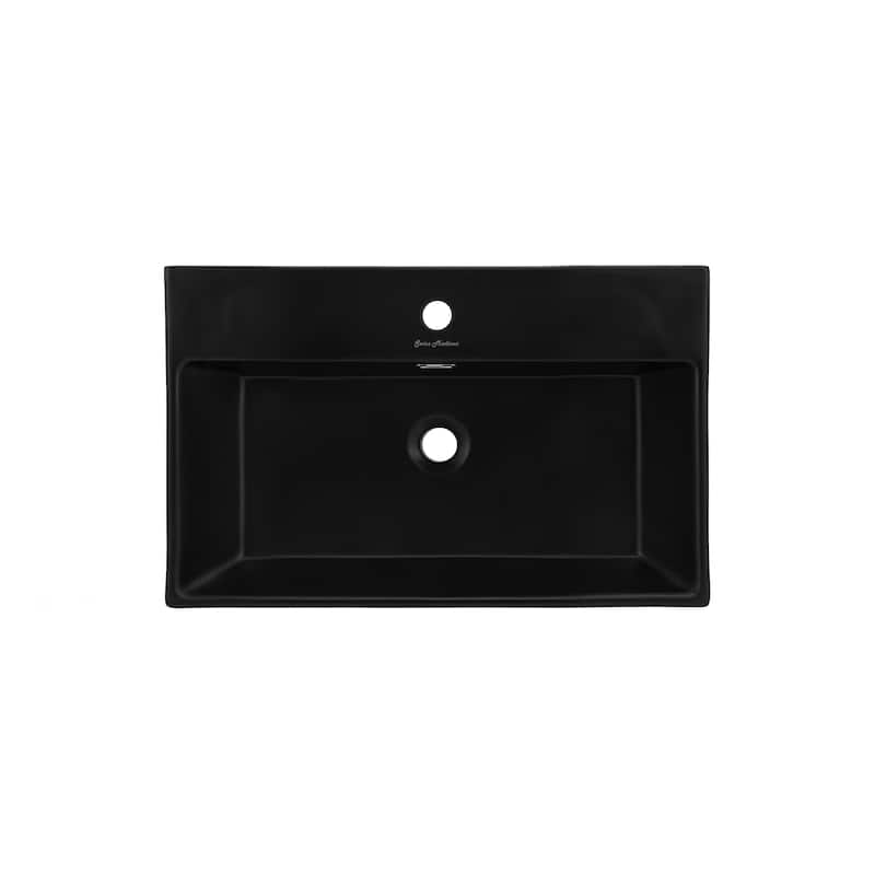 Reims 24 Ceramic Console Sink Matte Black Basin Black Legs - 16.55" x 35.45" 24"