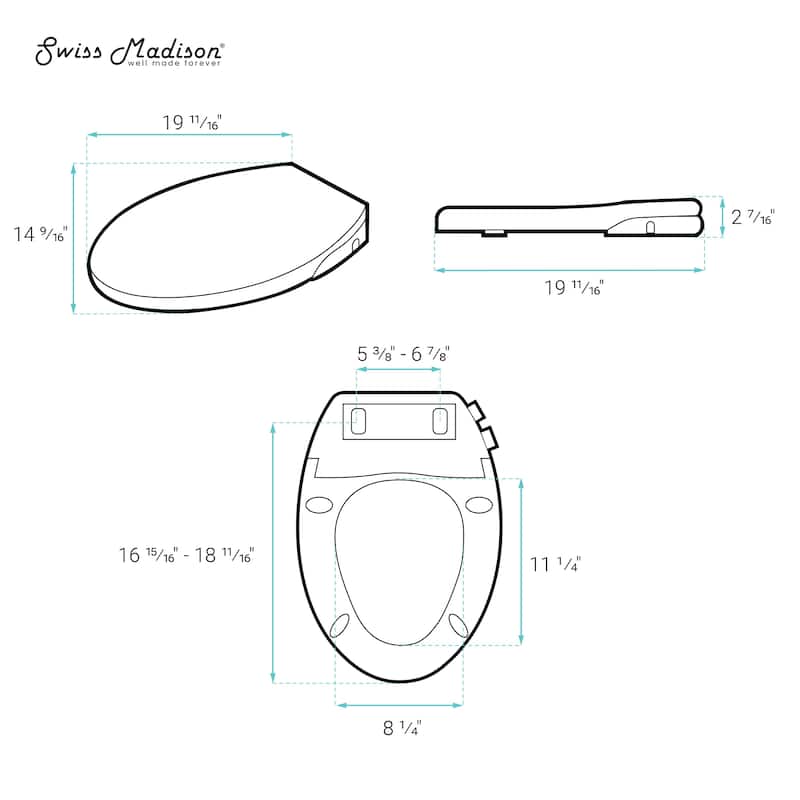 Montmartre Non-Electric Smart Toilet Seat Bidet - 14.96" x 21.26" 3.74"