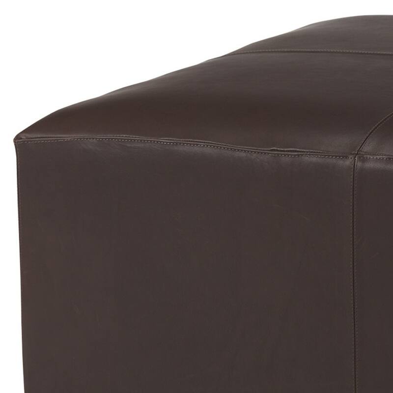 HomeRoots 36" Brown Plywood and Genuine Leather Cocktail Ottoman