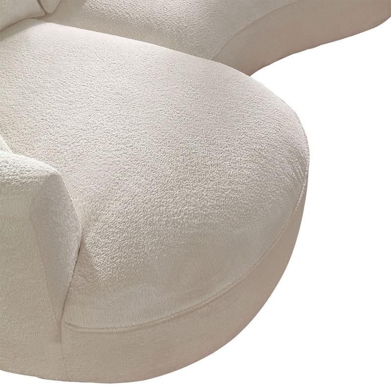 Modern Curved L-Shaped Sectional Sofa with Chaise – Extra Wide White Upholstered Luxury Lounge