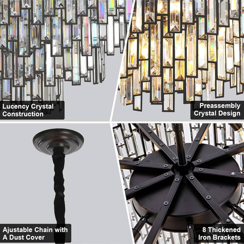 KAYLA 24in Chandelier 10-Light Crystal Chandelier