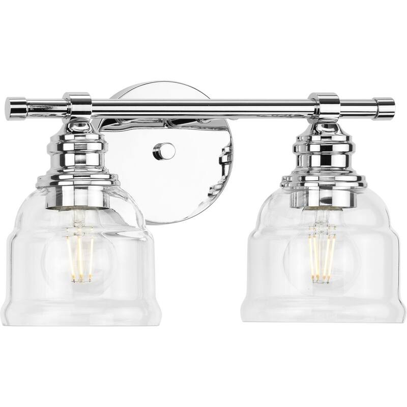 Ambrose Collection Two-Light Chrome Clear Glass Bath Vanity Light - 13 in x 6.5 in x 7.88 in - 13 in x 6.5 in x 7.88 in