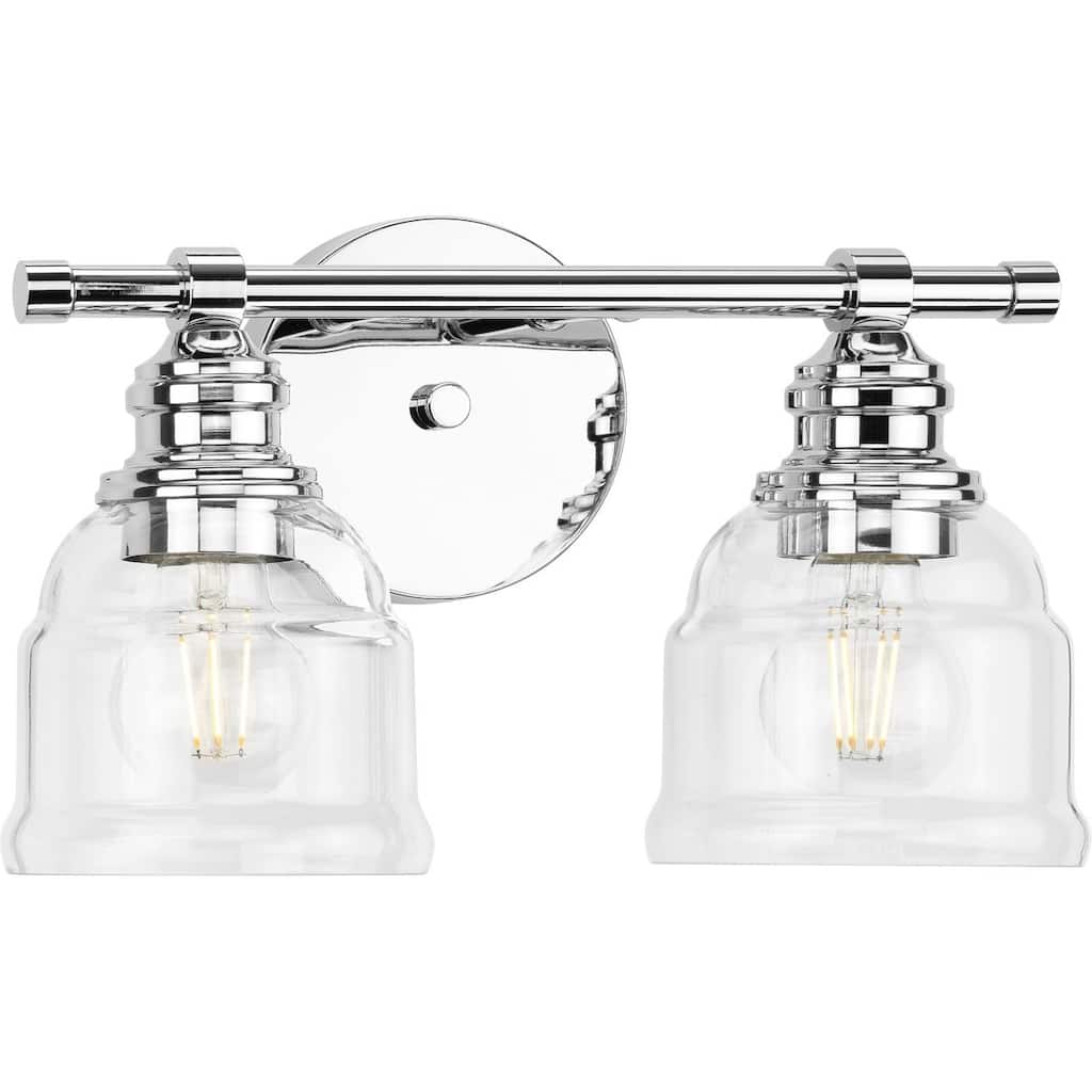 Ambrose Collection Two-Light Chrome Clear Glass Bath Vanity Light - 13 in x 6.5 in x 7.88 in