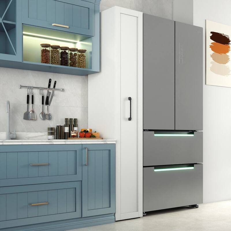 GDFStudio - Si Modern Wooden Display Storage Cabinet with Doors and Multi-Tier Shelves