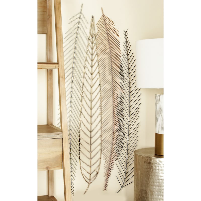 CosmoLiving by Cosmopolitan Multi Colored Metal Feather Bird Home Wall Decor - Multi Colored