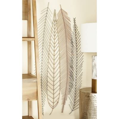 CosmoLiving by Cosmopolitan Multi Colored Metal Feather Bird Home Wall Decor