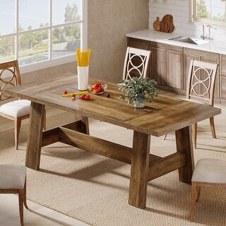 70-Inch Long Dining Table for 6-8 People, Rectangular Farmhouse