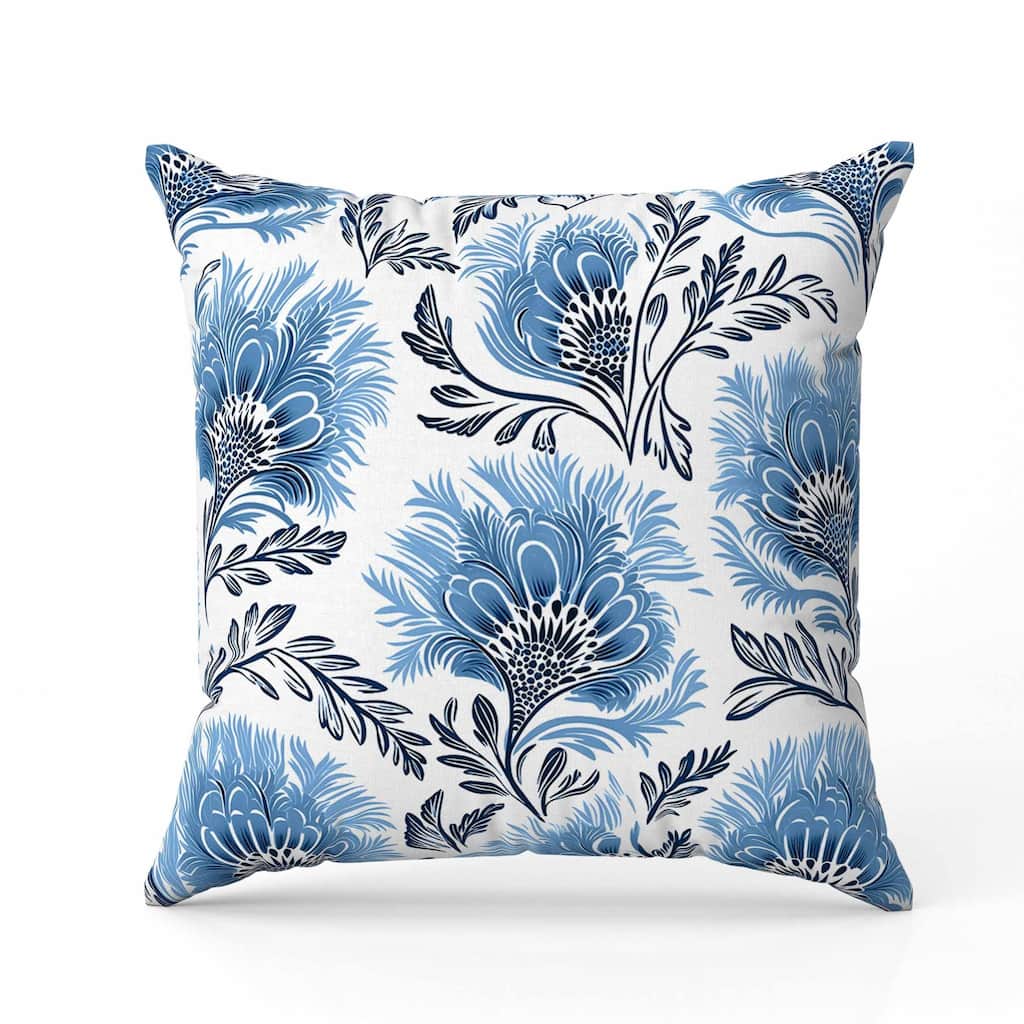 Whimsical Wilds Indoor/Outdoor Reversible Throw Pillow White and Blue