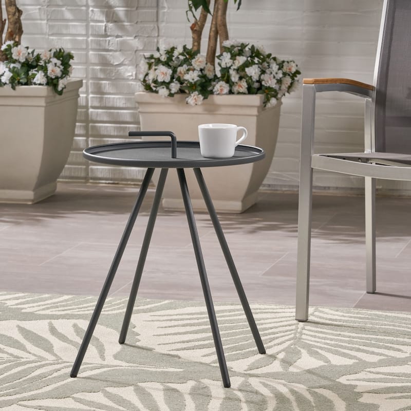 Vida Outdoor 16.5-inch Side Table with Steel Legs by Christopher Knight Home