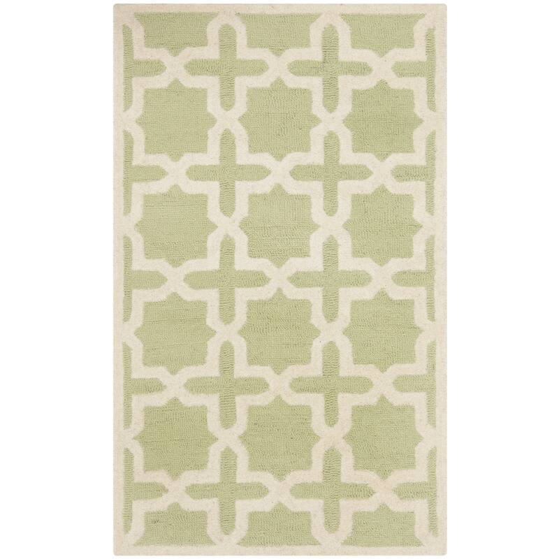 SAFAVIEH Handmade Cambridge Remedios Geometric Wool Rug - 3' x 5' - Light Green/Ivory