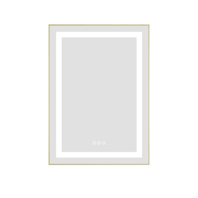 24 x 32 Inch LED Bathroom Mirror with Front and Backlight, Wall Mounted Vanity Mirror with Aluminum Frame, Anti-Fog