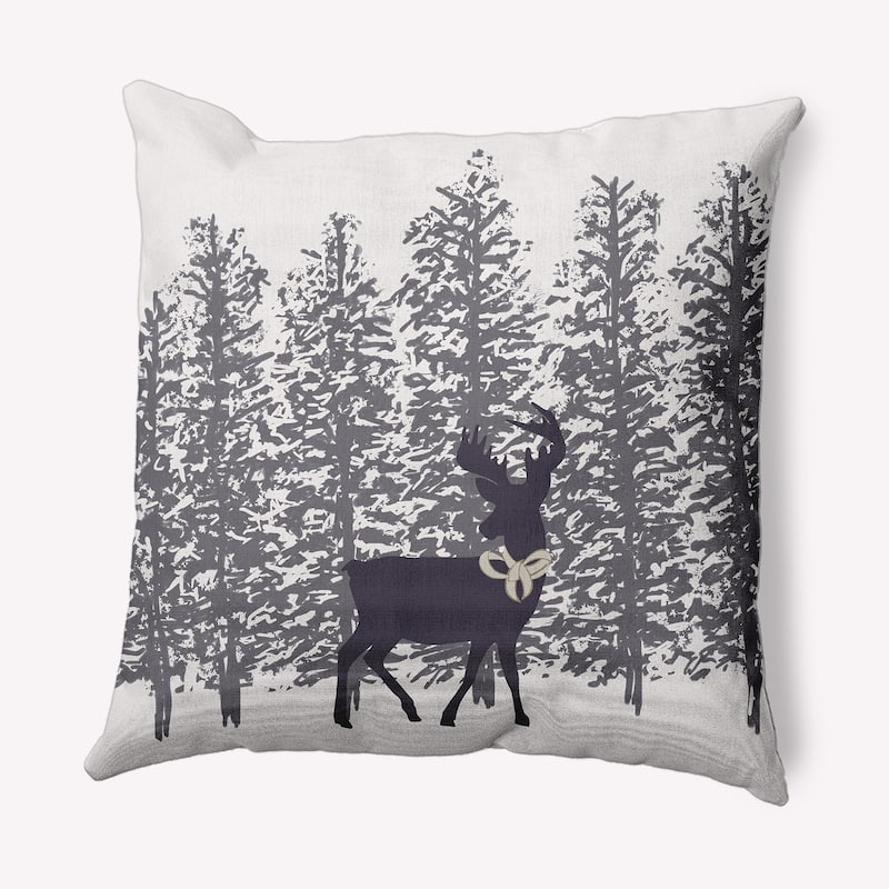 Reindeer Through the Woods Winter Soft Spun Polyester Decorative Throw Pillow - 18 x 18 - Purple-Grey