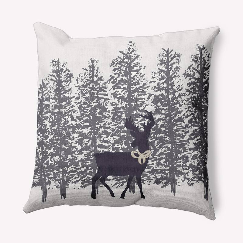 Reindeer Through the Woods Christmas Indoor/Outdoor Throw Pillow - 20" x 20" - Purple-Grey