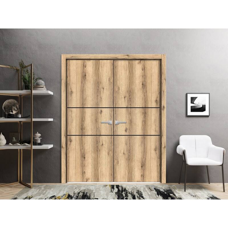 Slab Barn Door Panel 18 x 80 Planum 0014 Oak with Sturdy Finished