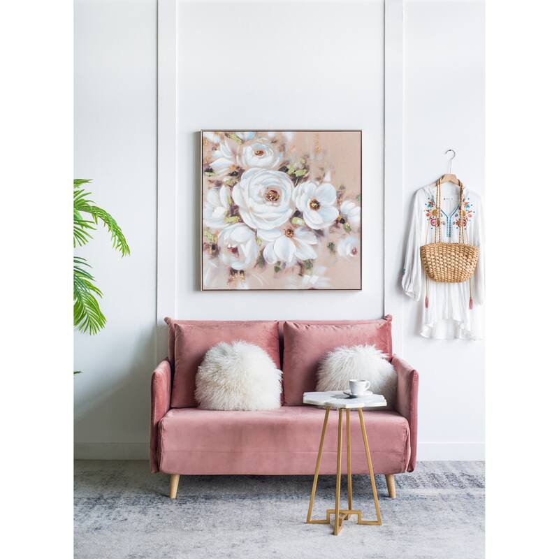 Modern Square Framed Framed Wall Decor Flower Canvas Print with Canvas, for Living Room Kitchen Foyer Office