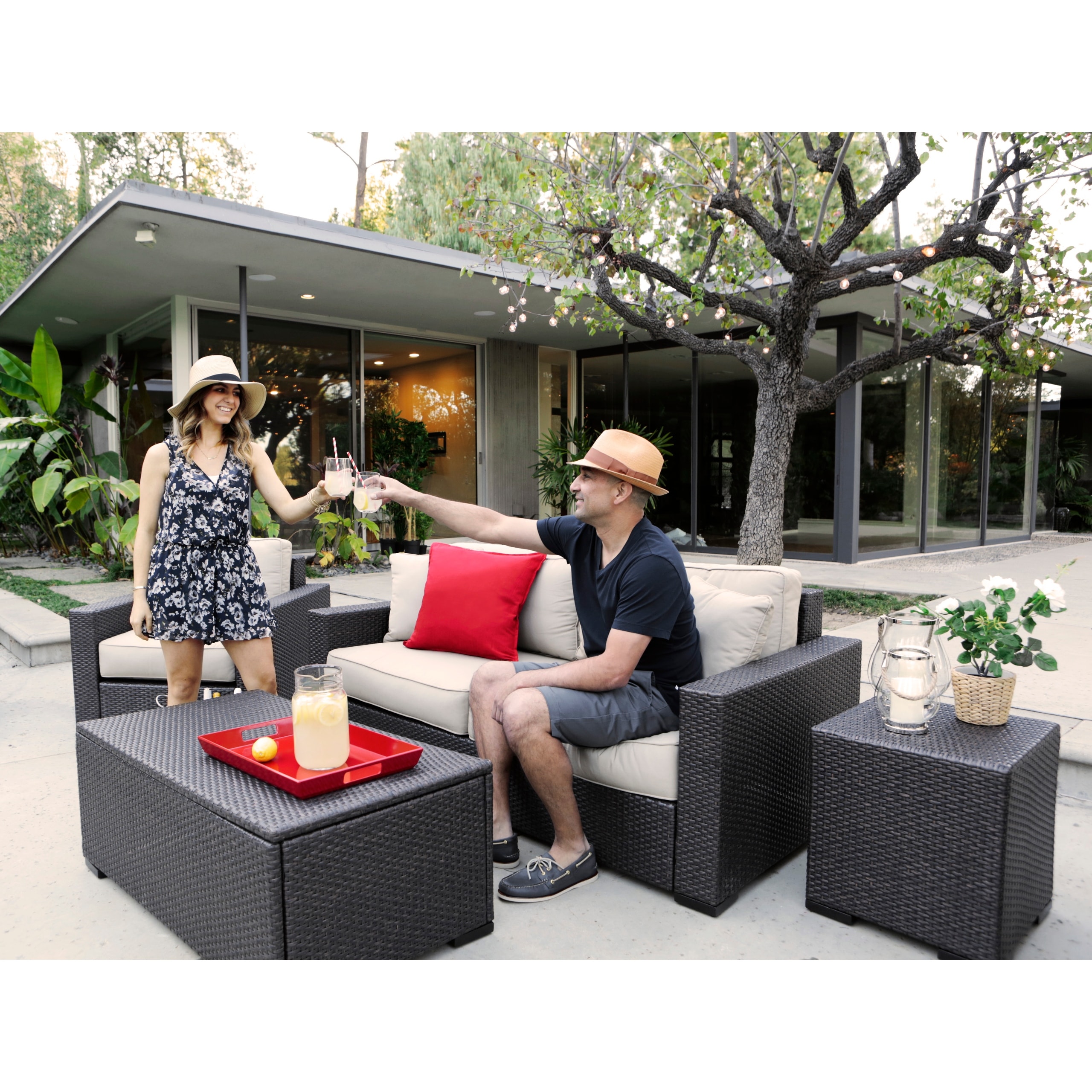 Serta Laguna Outdoor Storage Coffee Table Brown Wicker On Sale