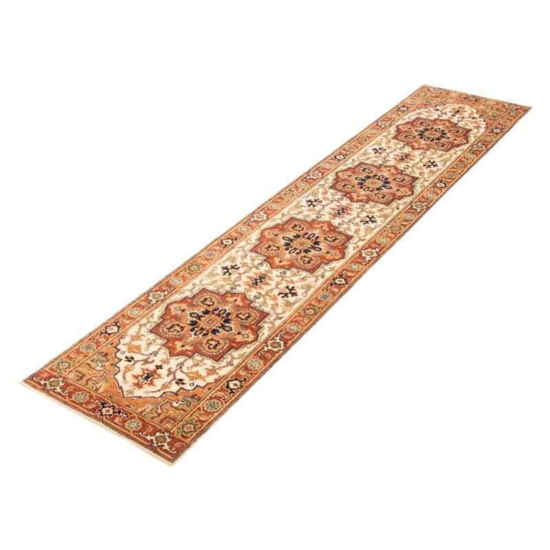 ECARPETGALLERY Hand-knotted Jules Sultane Cream Wool Rug - 2'6 x 11'9