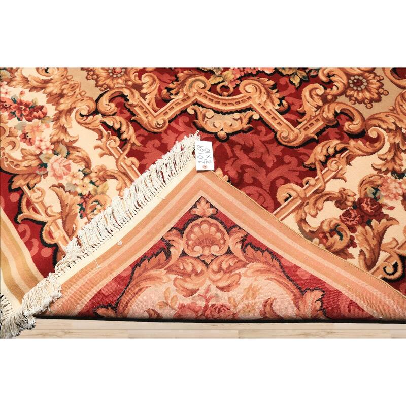 8'1''x10 Hand Knotted Wool Ivory French Aubusson Savonnerie Botanical Asmara Rug - 8' 1'' x 10'